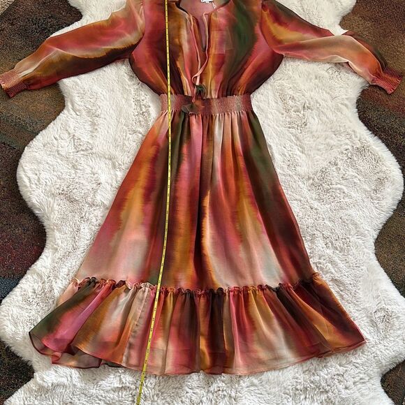 Misa Poppy Midi Ombre Dress Size L - Picture 6 of 11